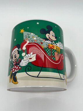 Disney Christmas Large Mug with Mickey Minnie Pluto Goofy Happy Holiday